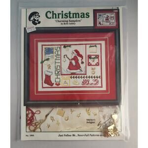 Christmas Charming Samplers 3 Cross Stitch Patterns Bear, Angel Santa, Charms